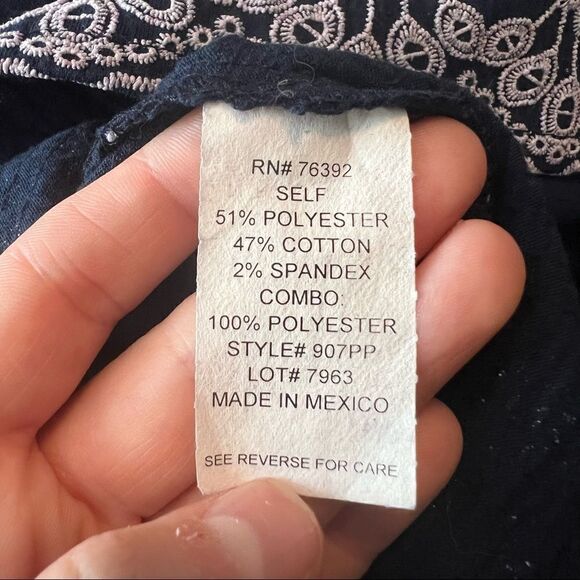 3 for $30! Snap navy dress with embroidery - Picture 6 of 12